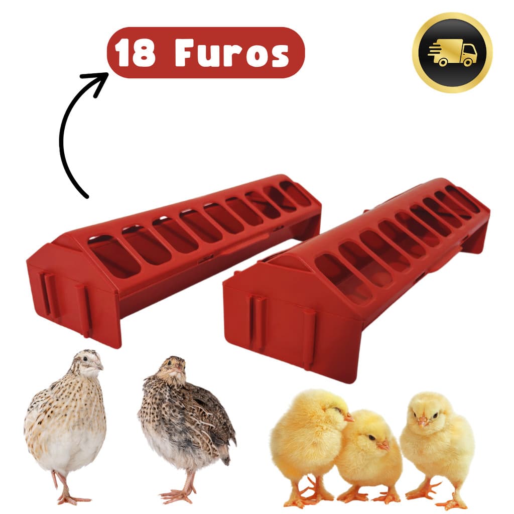 Calha Comedouro Plástico 30cm para Pintinhos Codornas Galinhas Aves Viveiro Granja Alimentação