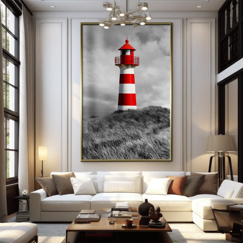 Quadro Decorativo GRANDE Alta Resolução Para Sala Quarto Escritório Farol Vermelho