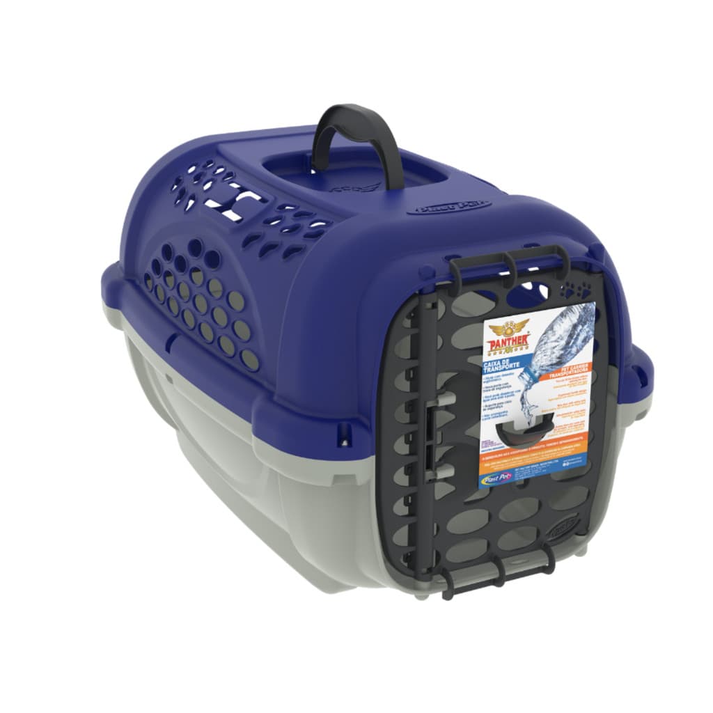CAIXA DE TRANSPORTE PANTHER NOVA N°3 ATÉ 10KG AZUL SEM POTE