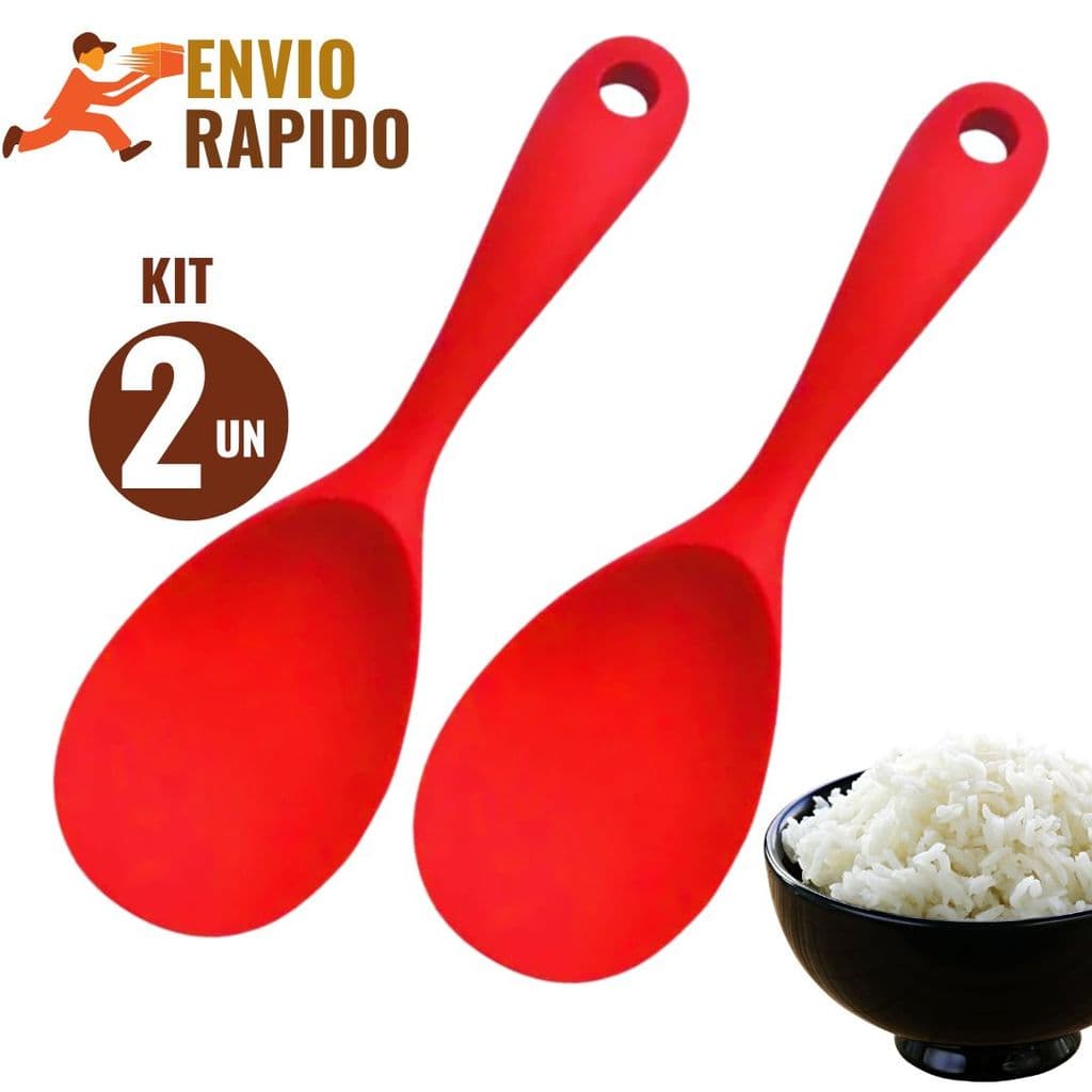 Kit 2 Colheres de Servir de Silicone Utensílios de Cozinha Antiaderente Não Risca Panela Resistente