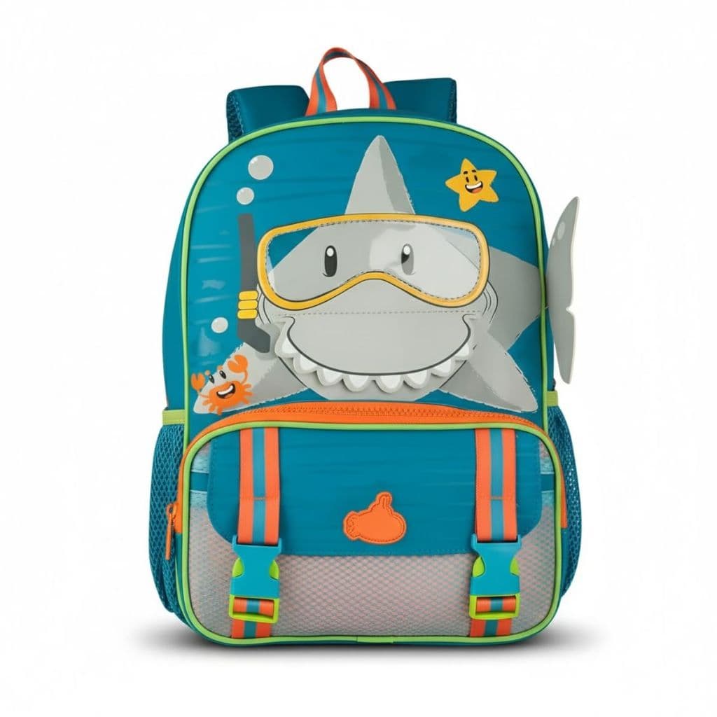 Mochila Tubarão 3D Infantil Escolar Resistente