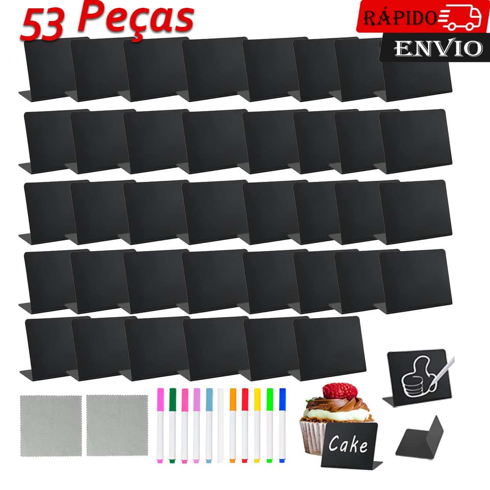 40 peças Mini quadro negro 10x7.6 mesa de jantar quadro negro etiquetas de alimentos 11 canetas marcadoras 2 peças de te