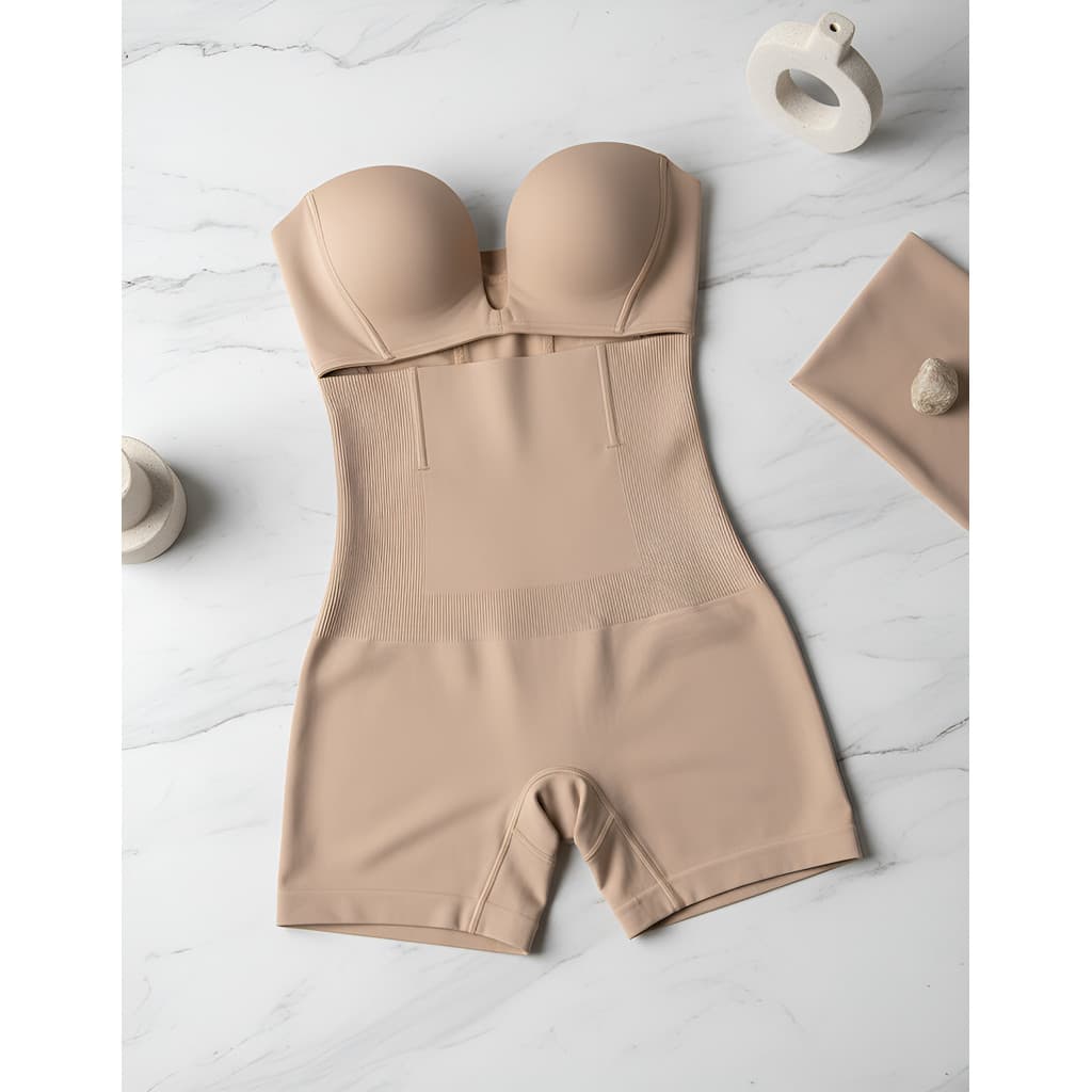Cinta Shorts Bege Zero Barriga Alta Compressão