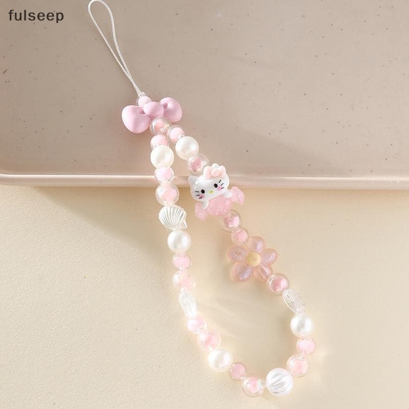 [fulseep] Sanrio Hello Kitty Cordão Para Celular Kawaii Cartoon My Melody Cinnamoroll Kuromi Beading Schoolbag Decoração