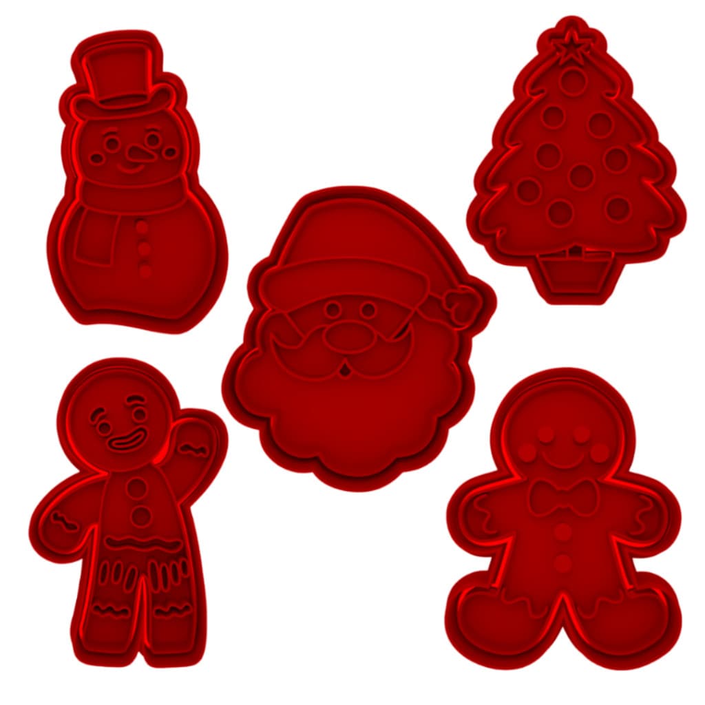 Kit 5 Cortador de Biscoito Natal Marcador de Biscoito