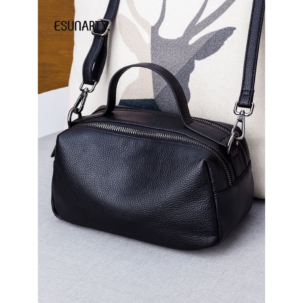 Bolsa mensageiro de couro genuíno feminina 2026 novo estilo elegante All-Match bolsa de grande capacidade Commuter Casua