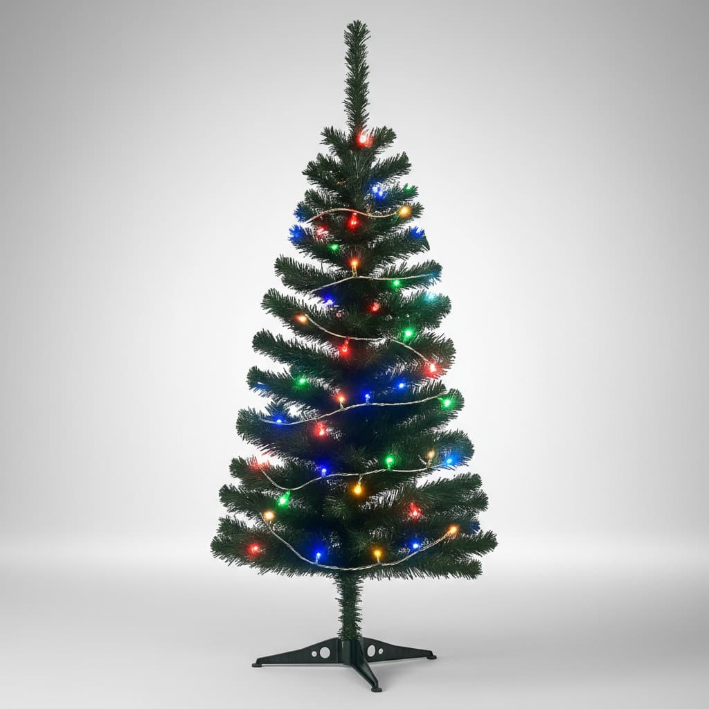 Árvore Natal Verde 90cm Com Pisca Pisca Led 8m Transparente