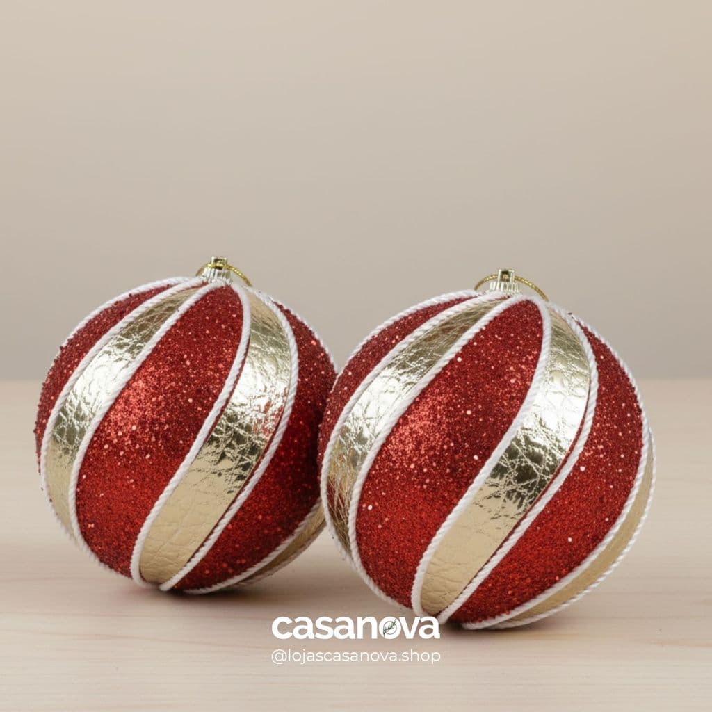 Kit Bolas de Natal Florarte PVC 10cm Vermelho c/2 Unidades – Decoração de Natal