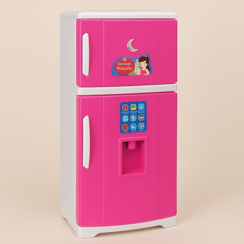 Geladeira Infantil Duplex Brinquedo Princesa Rosa Educativa Com Acessórios Cozinha Criança Menina