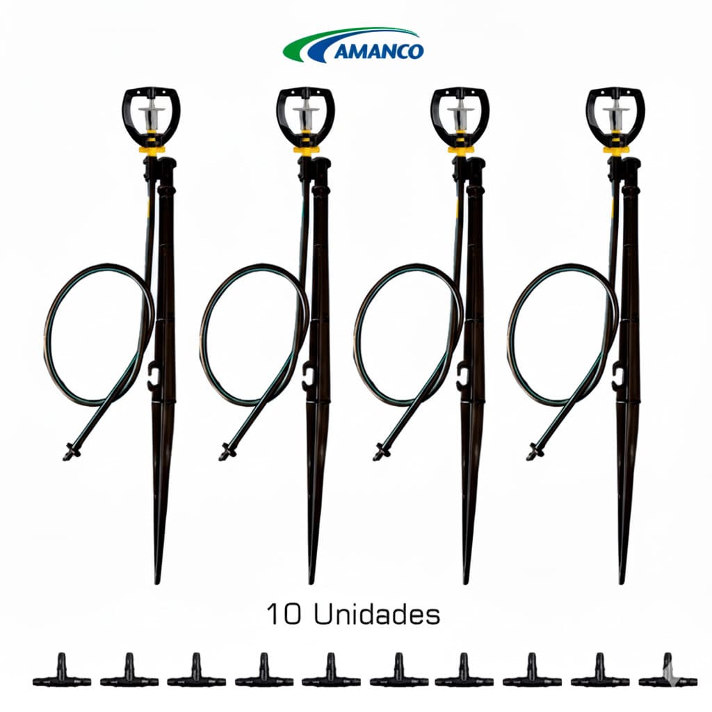 MICRO ASPERSOR BAILARINA  AMANCO 65l/h COM HASTE E MICRO TUBO 10 UN + 10 TE IRRIGAÇÃO 4MM