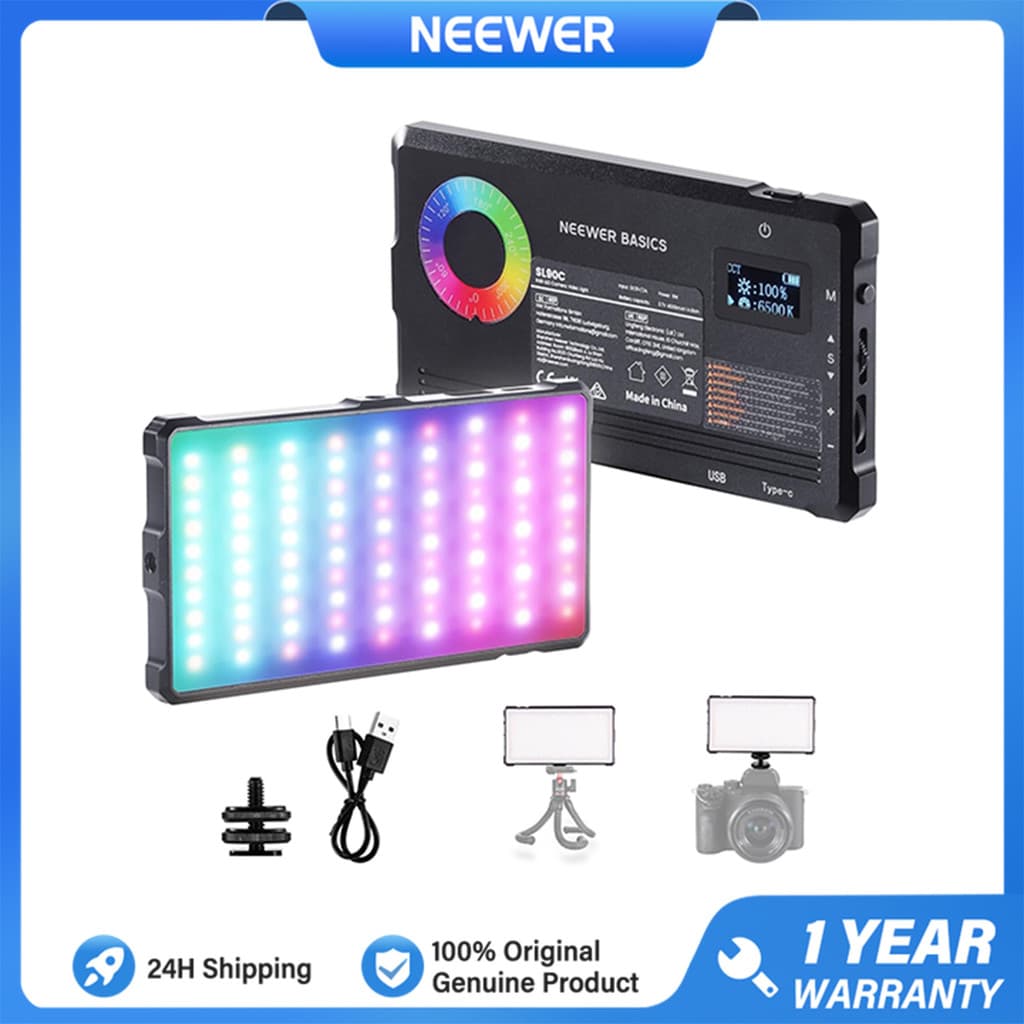 Luz De Vídeo NEEWER SL90C 8W RGB , Iluminação Pequena Do Painel Da Câmera LED 2700K-7500K CRI97 Para Streaming DSLR
