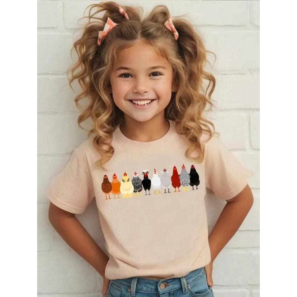 Blusinha Camiseta infantil Menina estampa Galinhas Blusa 100% algodão