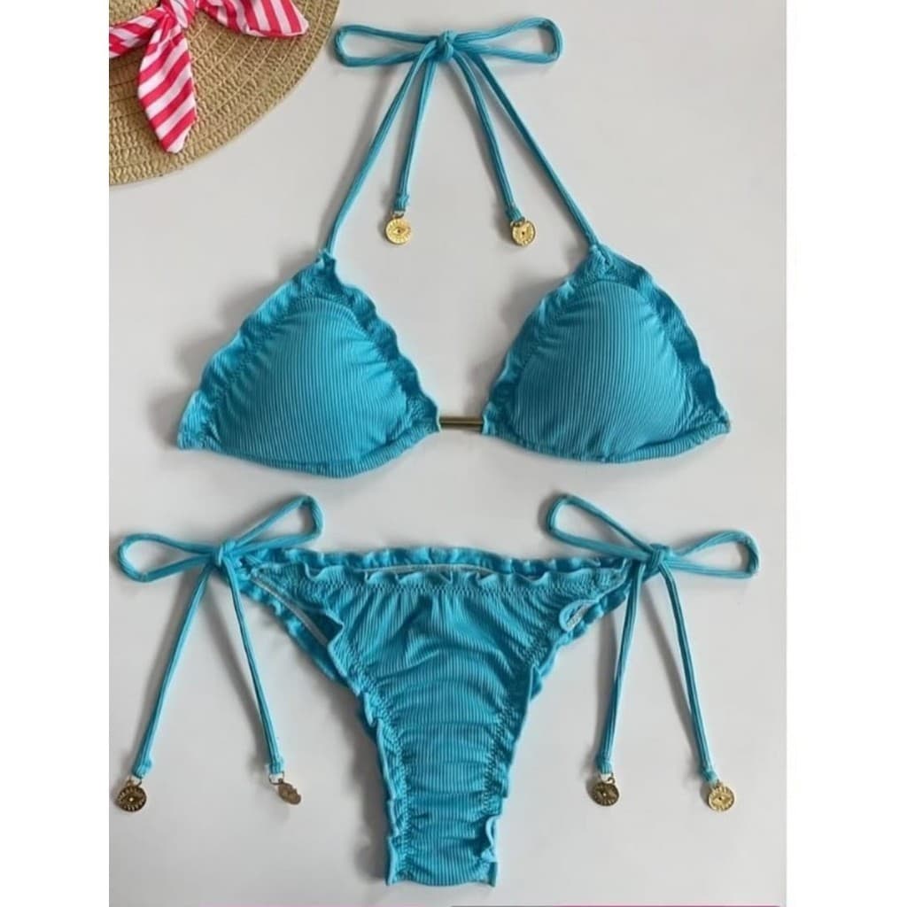 BIQUÍNI MODA VERAO AMARACAO NA LATERAL FRANZIDO EMPINA BUMBUM VERAO MODA PISCINA PRAIA ELEGANCIA
