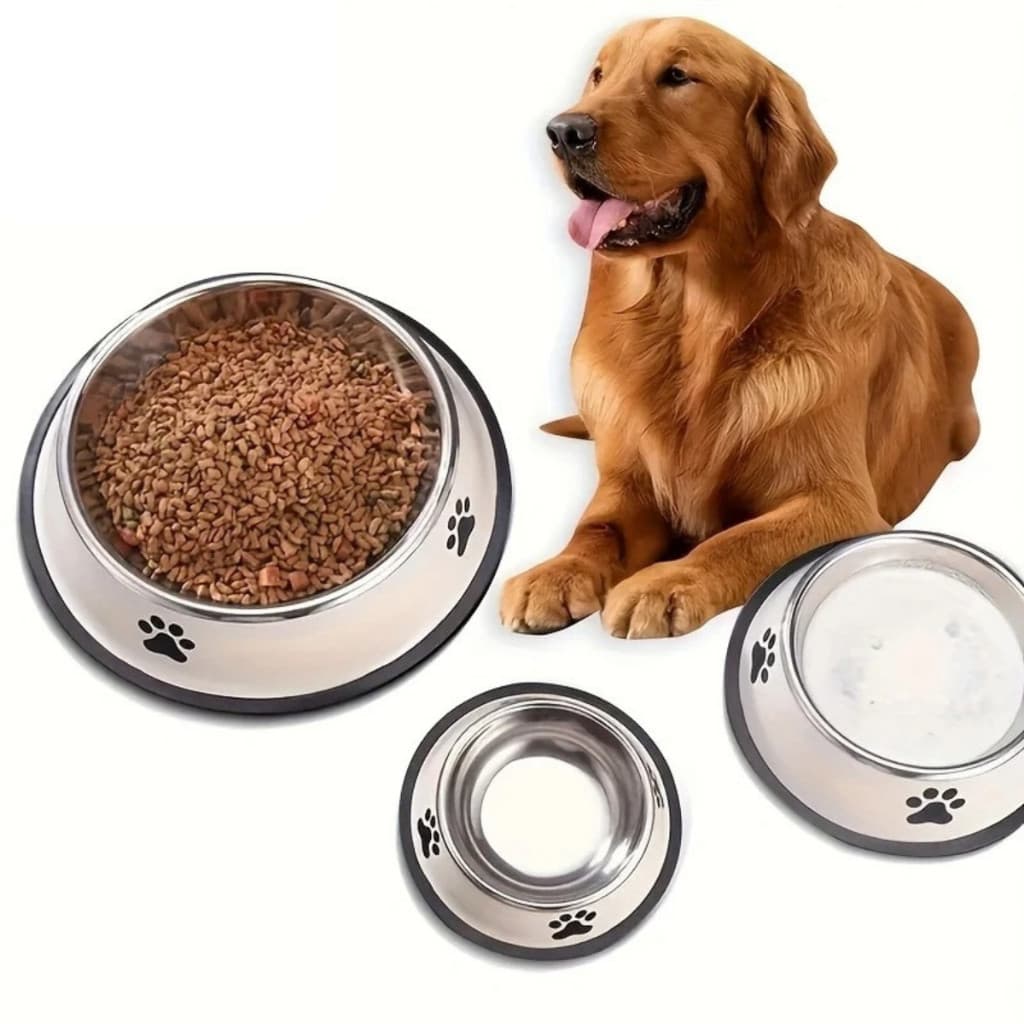 Comedouro Bebedouro Inox pet, cachorro e gato com base Emborrachada vasilha pet