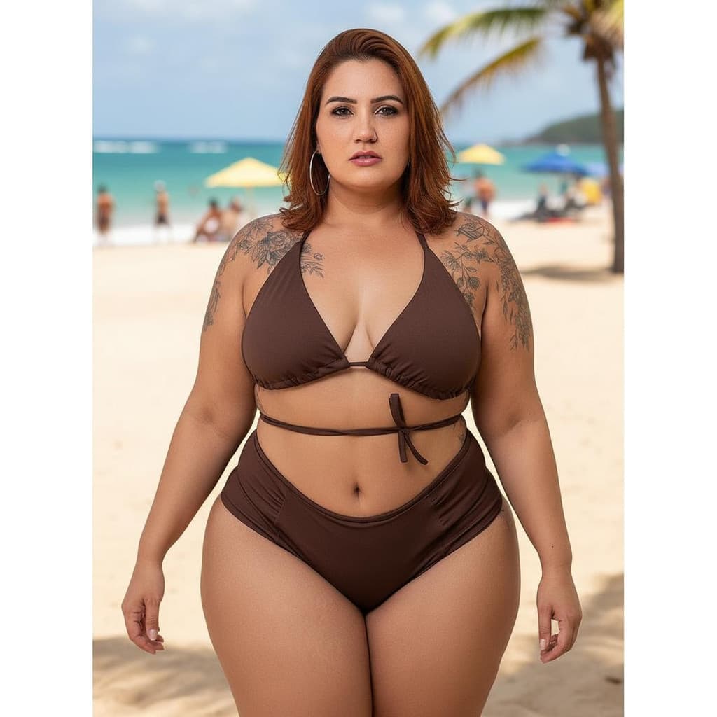Biquini Plus Size Canelado Cortininha Regulavél Tanga Alta
