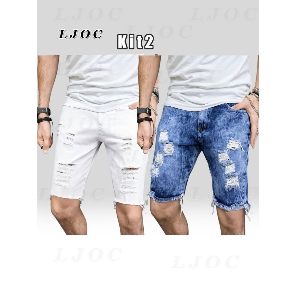 Bermudas Jeans Rasgada Masculina  Basica--da fábrica