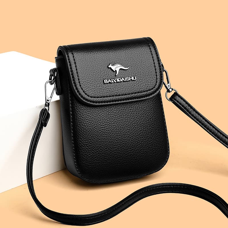 Contador genuíno couro genuíno saco do telefone móvel feminino 2026 novo estilo moda Vertical Mini pequeno saco de ombro