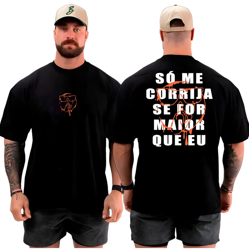 Camiseta Oversized Masculina Corrija Treino Academia Algodão