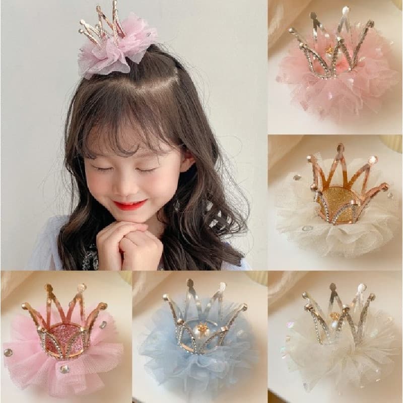 Grampo De Cabelo Infantil Para Meninas , Flor De Cabeça De Malha De Princesa , De Coroa 3D , Acessório Menina Fofa