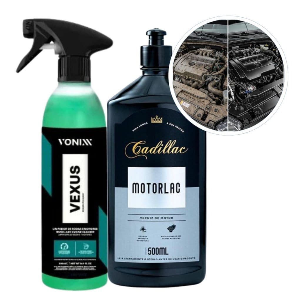Kit Motorlac Cadillac 500ml + Vexus Vonixx 500ml - Limpeza e Verniz de Motor