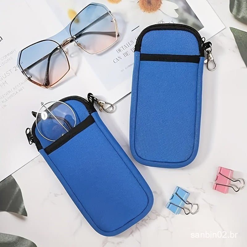 1pc Bolsa Portátil para Celular com Zíper Capa Protetora Pode Armazenar Óculos