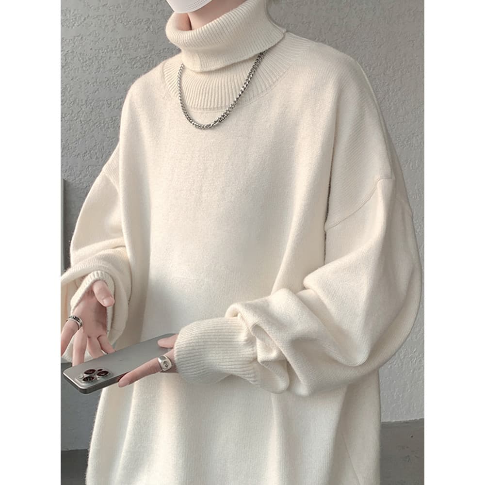 Estilo Hong Kong cleanfit lapela camisola de gola alta masculina primavera outono Street Wear tamanho Extra grande Under