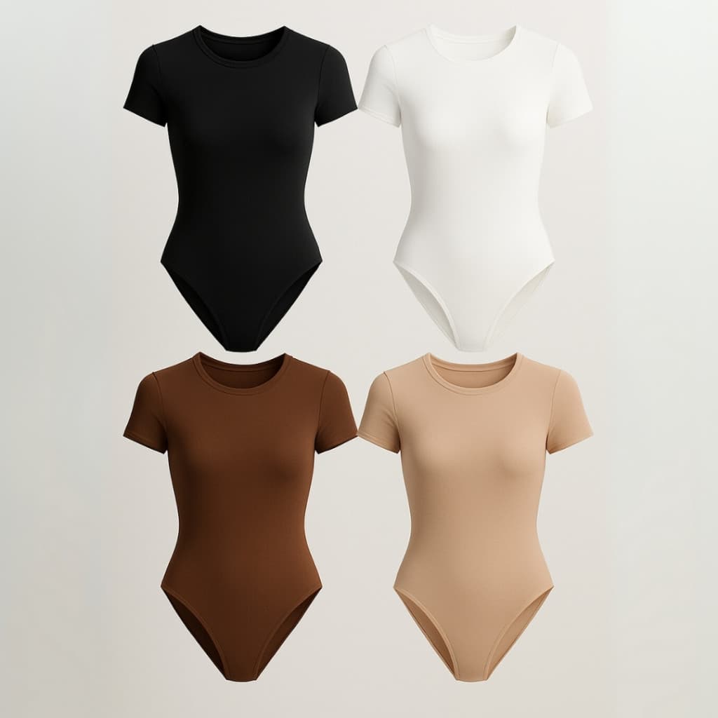 Kit Body Feminino Suplex Manga Curta Básico Ajustado Moda Blogueira Elegante