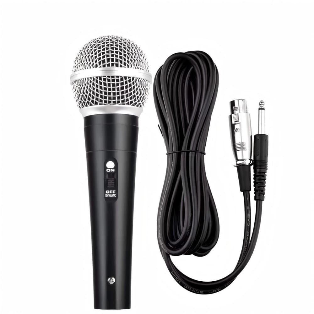 Microfone Profissional Sm58 Com Cabo 5 Metros Chave Liga E Desliga Alta Sensibilidade Karaokê Lapela