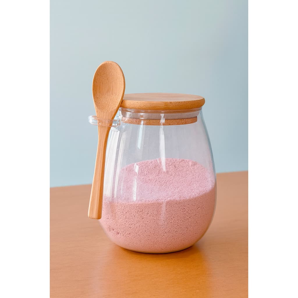 Pote de Vidro com Tampa e Colher em Bambu Fechamento Hermético 750 ml Cantinho do Café