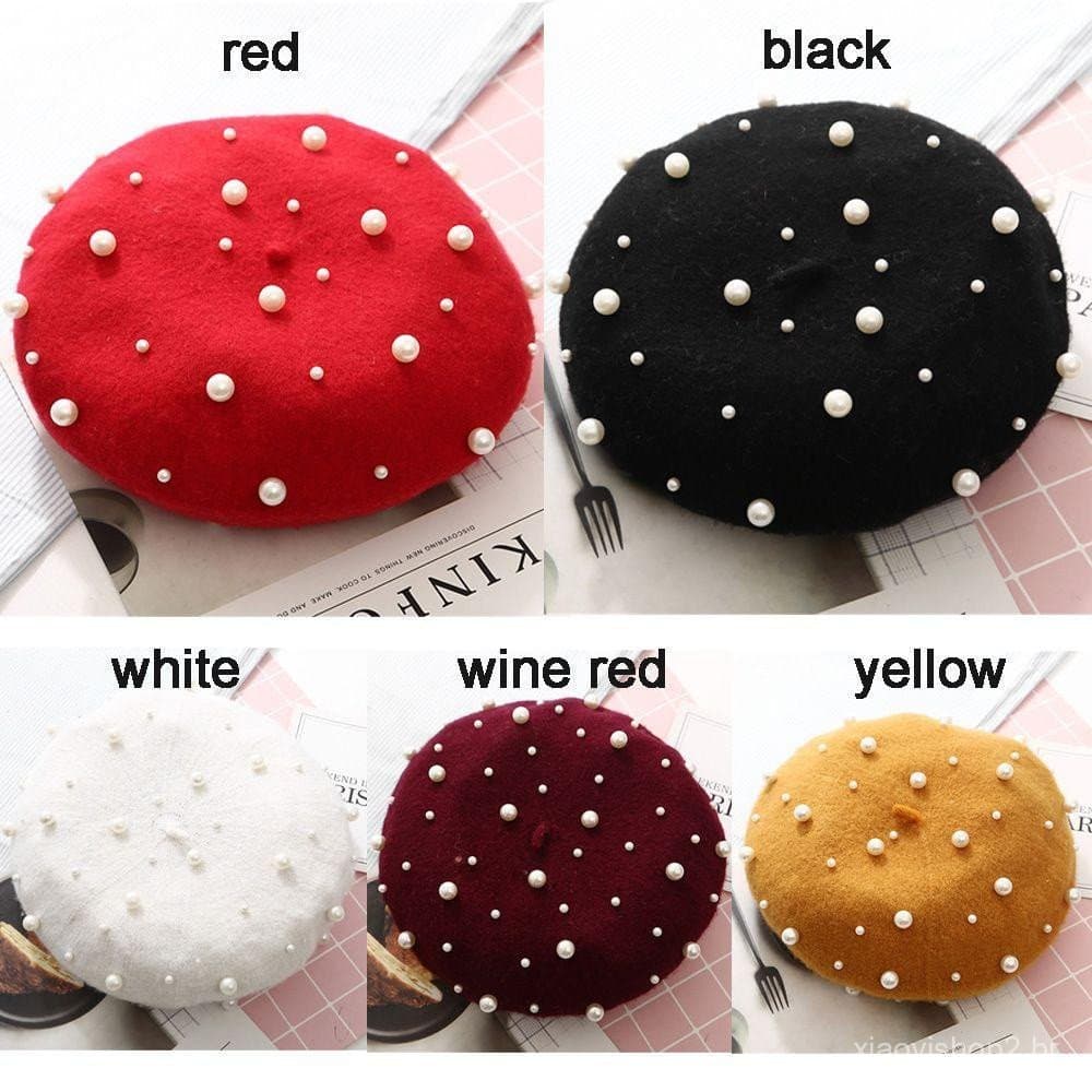 MIOSHOP Capa De Lã De Boina Giratória Sólida Cor De Inverno Chapéu Plano Quente Baggy