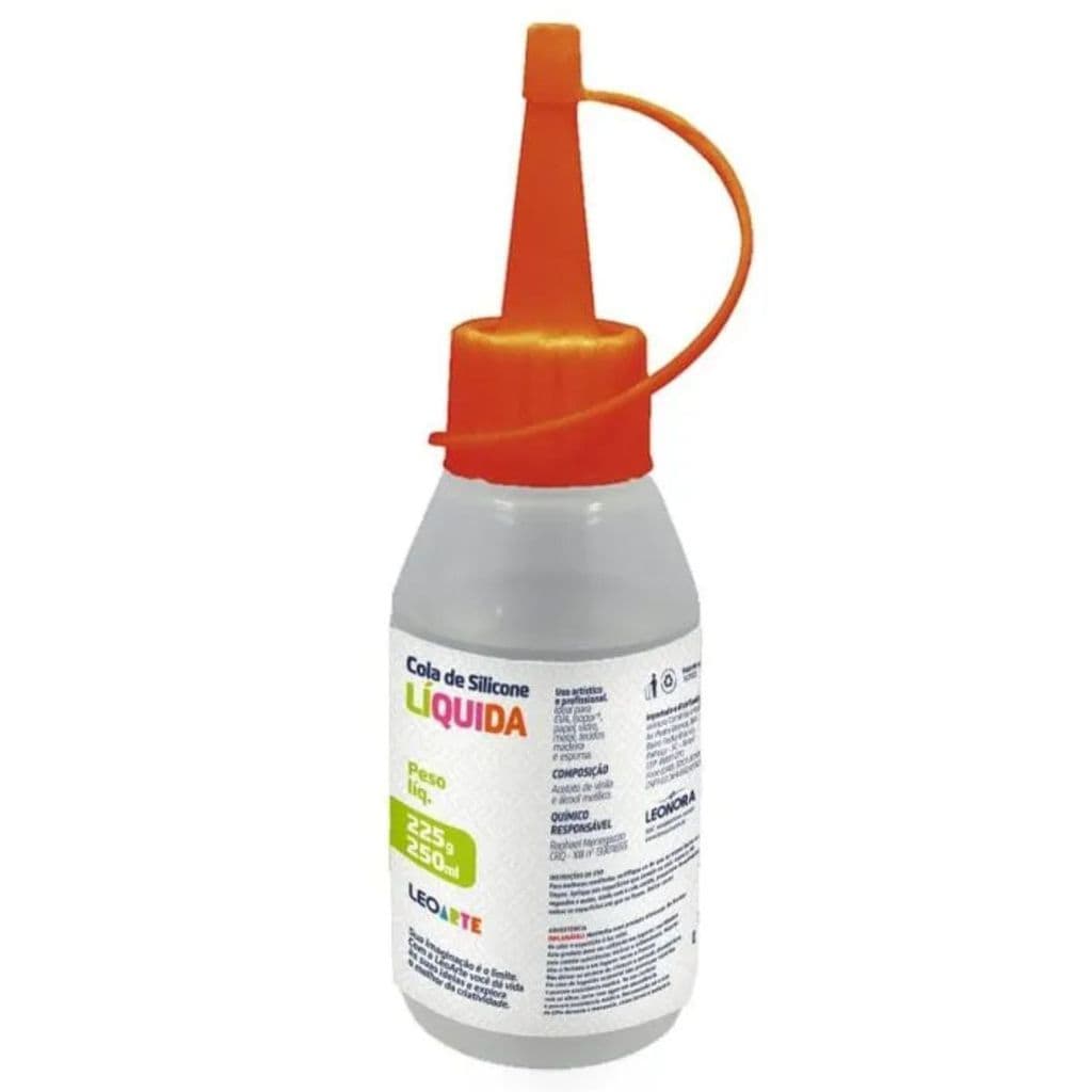 COLA DE SILICONE LIQUIDA 225G/250ML PARA ARTESATOTO USO ARTISTICO E PROFISSIONAL - LEONORA