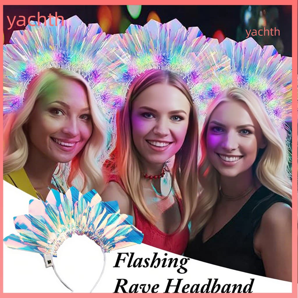[yachth] Faixa De Cabeça Brilhante LED Com 3 Modos De Flash Material De Filme Luminoso Iluminado Festival Headwear Festa