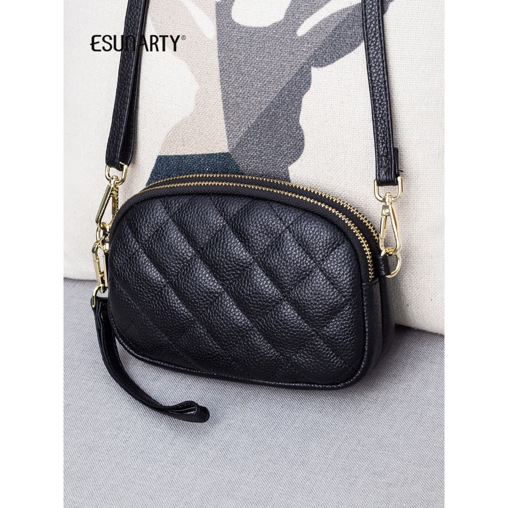 Embreagem de couro genuíno genuíno feminino elegante 2025 novo estilo moda losango de um ombro pequena bolsa de ombro fe