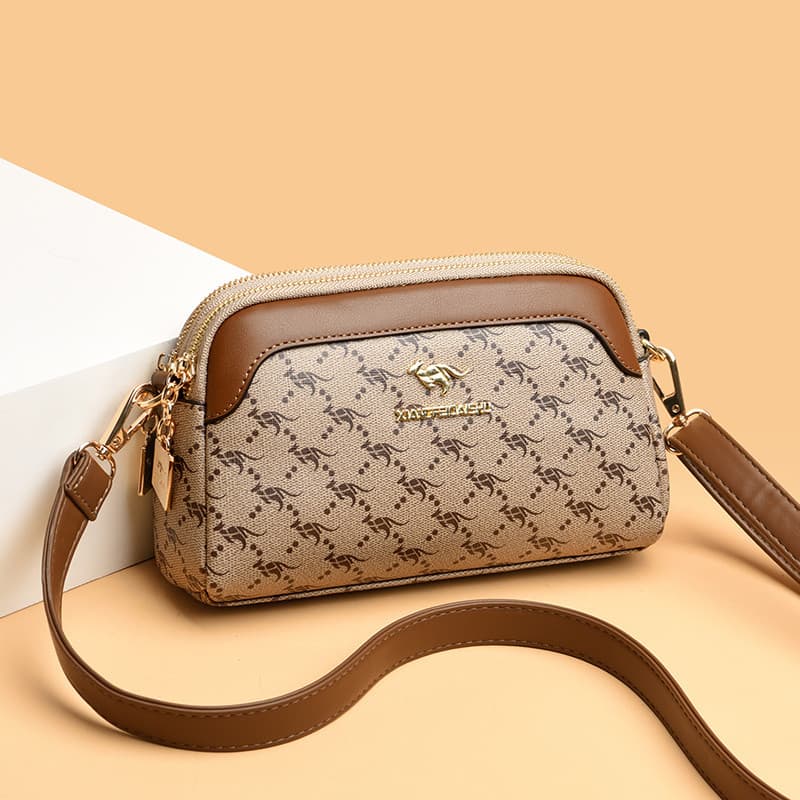 Marca de couro genuíno Mini saco feminino 2026 novo estilo saco do mensageiro de meia-idade mãe saco Horizontal telefone