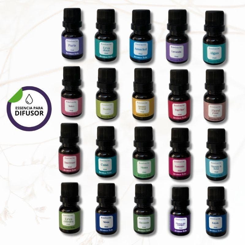 Kit de 10 Essências Aromáticas Variadas, Sortidas 15ml Hidrossolúveis -