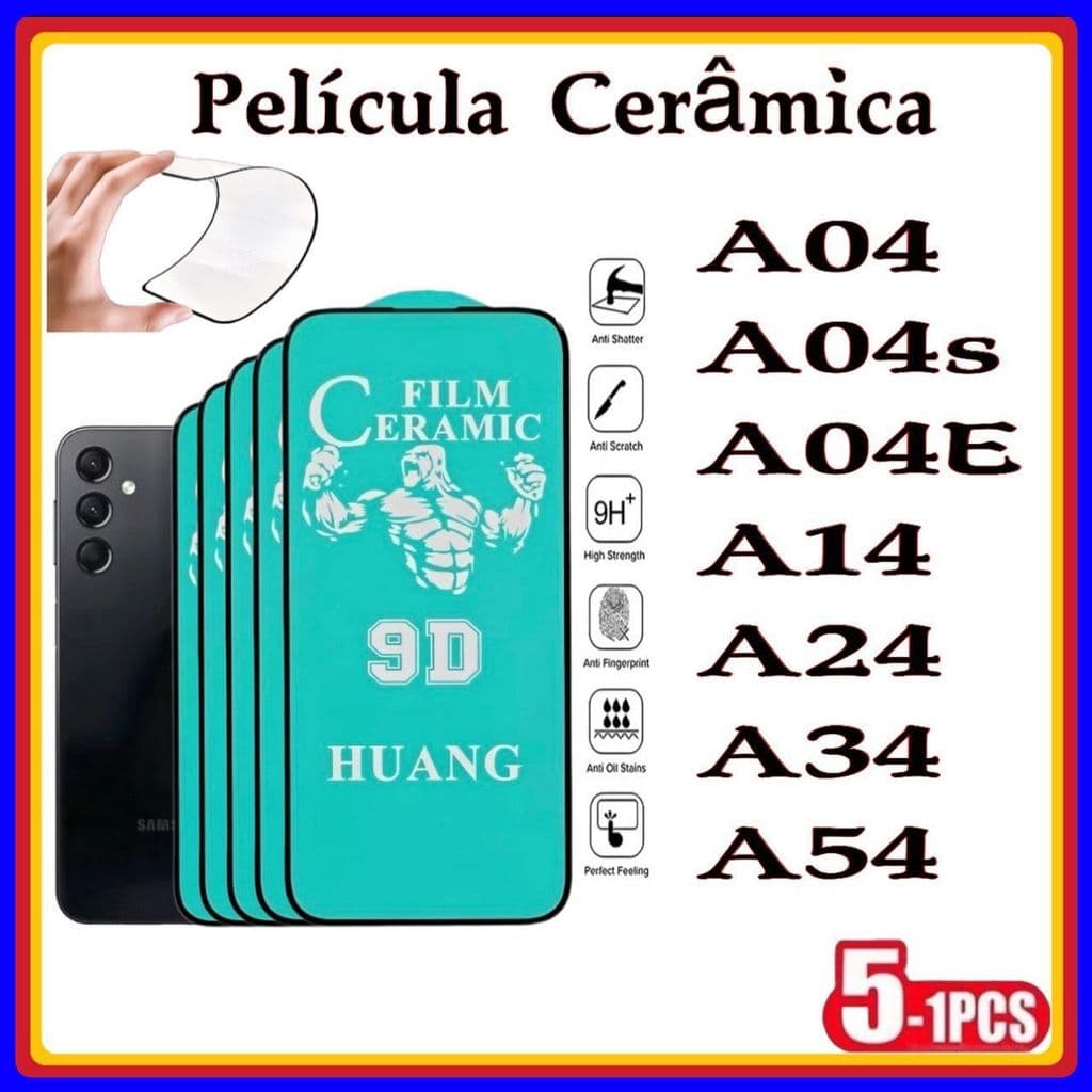 Película de Cerâmica 9D Gel Hidrogel Flexível Samsung A04 A04S A04E A14 A24 A34 A54