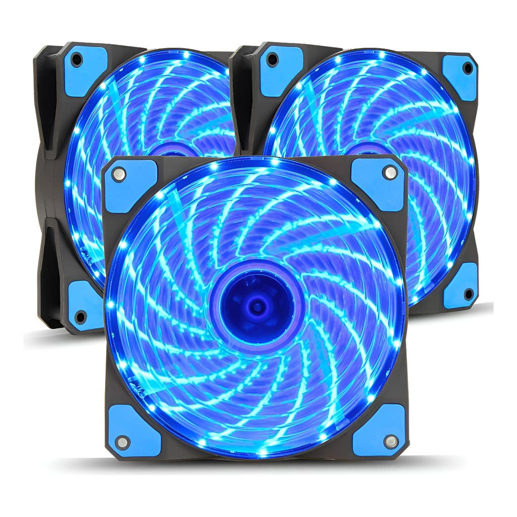 Kit 3 Cooler Fan Led 120mm Ventoinha Gabinete Cpu Gamer Pc