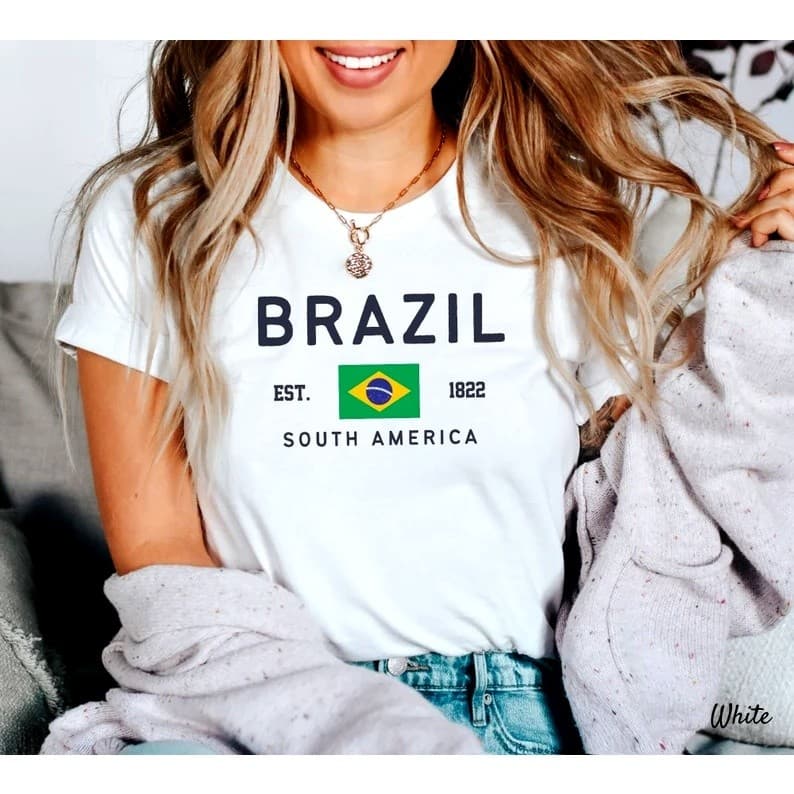 Camiseta T-shirt Brasil Camisa Algodão Fashion Basica Estampada