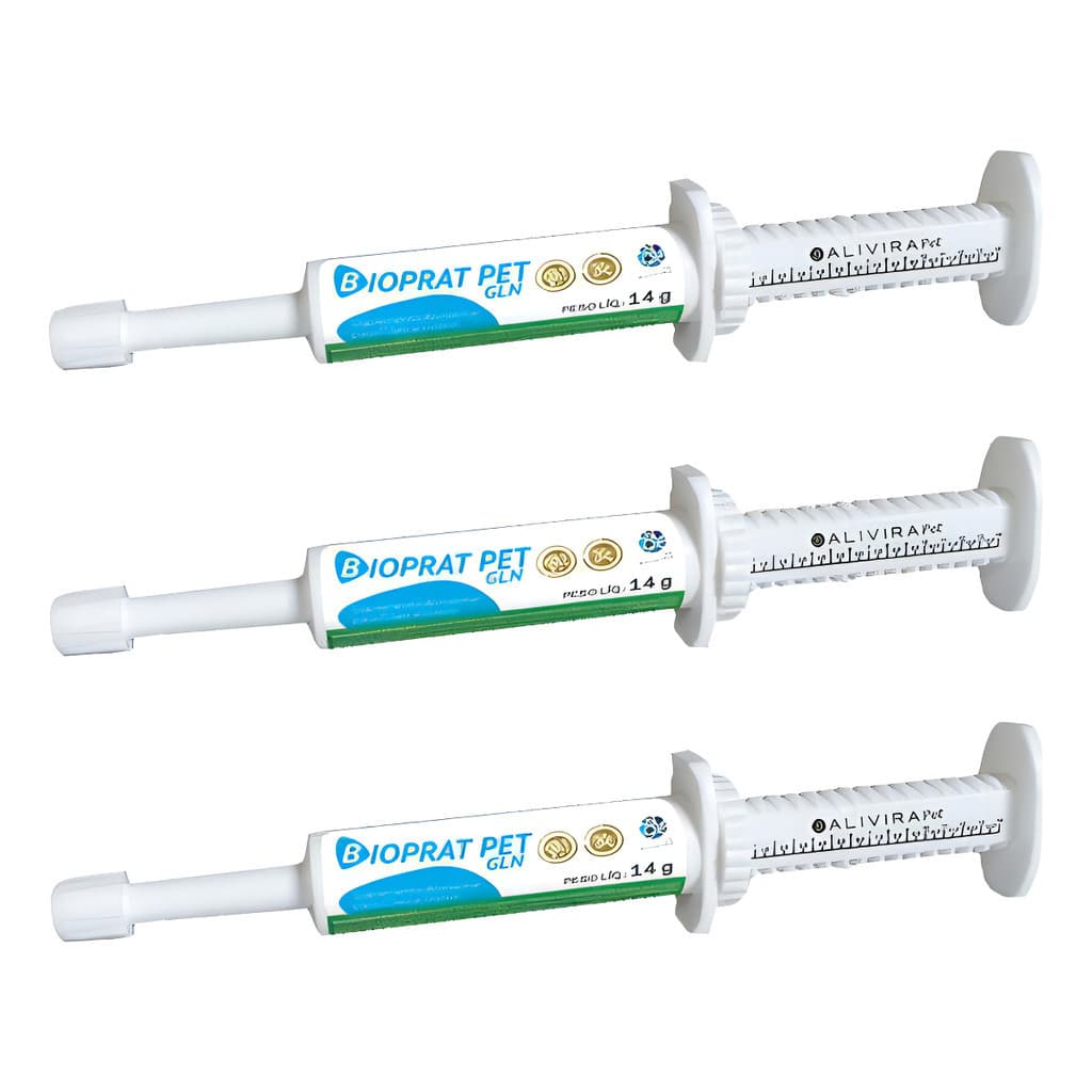 3 Suplemento Alivira Bioprat Pet Gln 14gr Para Cães E Gatos