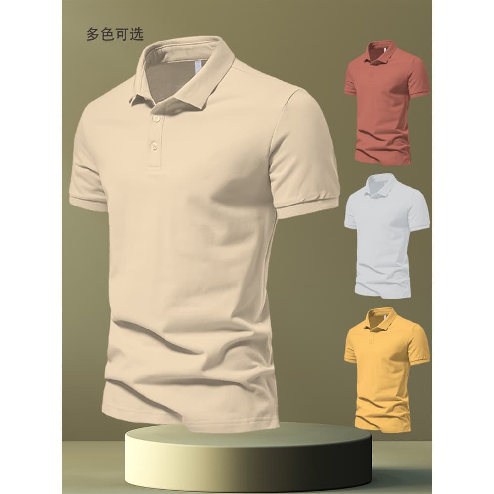 Camisa polo de cor sólida masculina lapela manga curta camiseta verão novo estilo negócios Casual solto meia manga camis