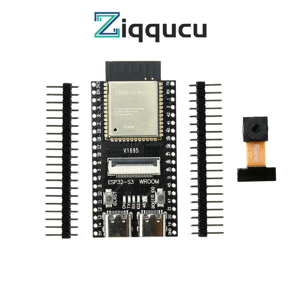 Placa De Desenvolvimento Ziqqucu ESP32-S3 CAM Com WiFi Bluetooth E Câmera OV3660 Interface Dupla Tipo-C-WROOM-1 Módulo N