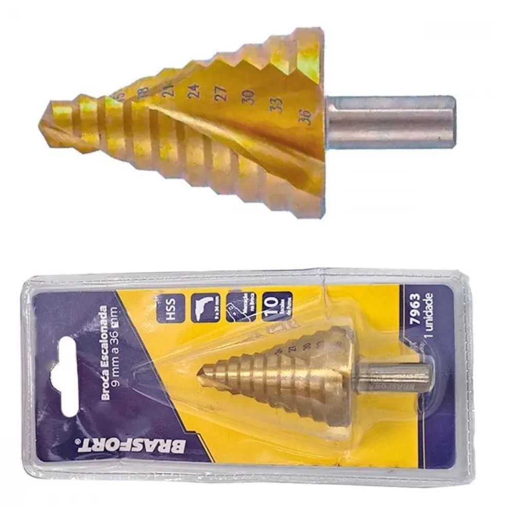 Broca Escalonada 9mm A 36mm 7963 Brasfort