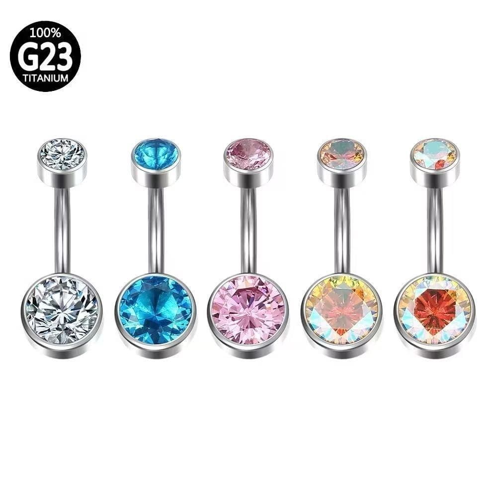 Piercing Umbigo 100% Titânio Com 5A Zircônia PVD Hipoalergênica 10mm
