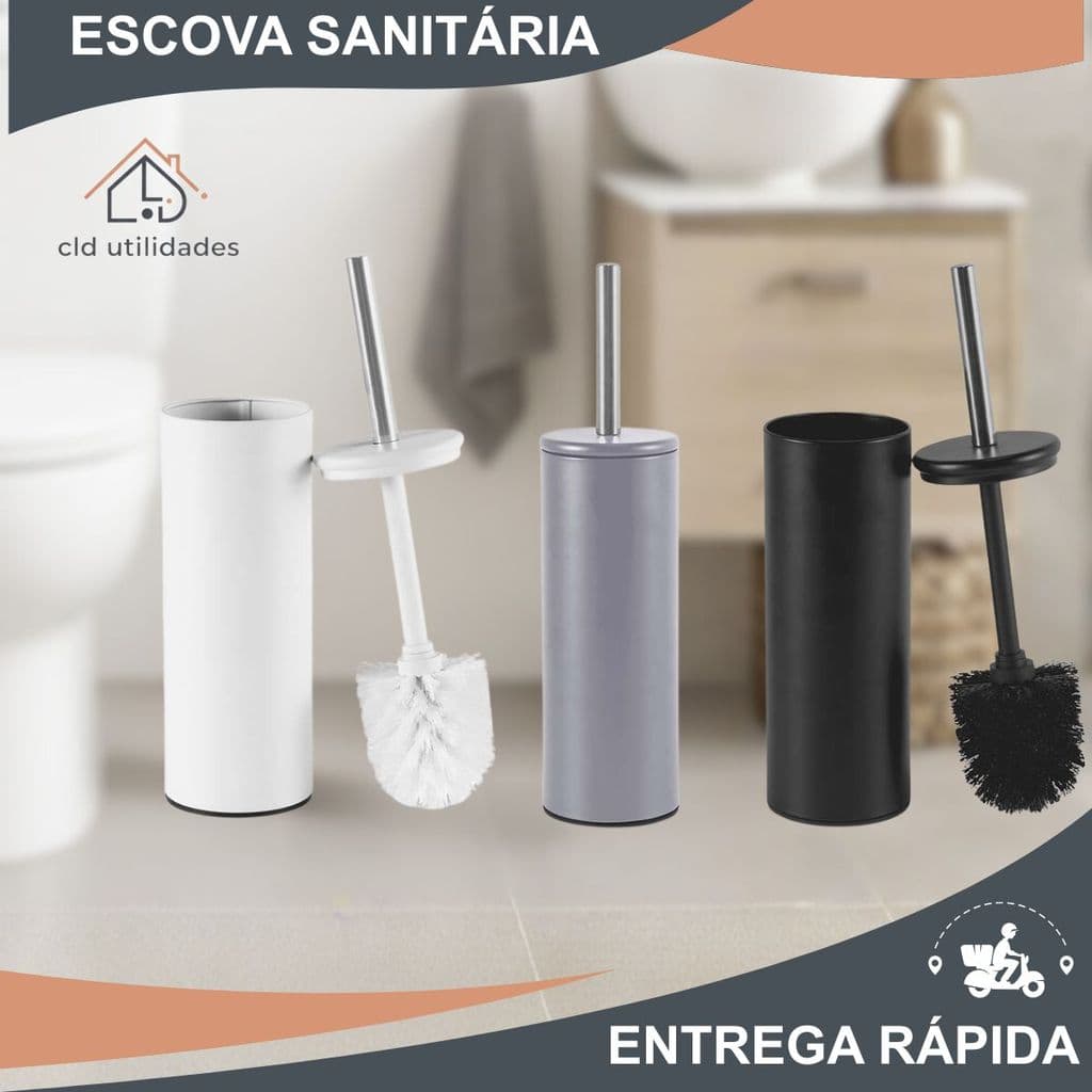 Escova Sanitaria Utile Com Suporte Cabo Inox Limpeza De Vazo