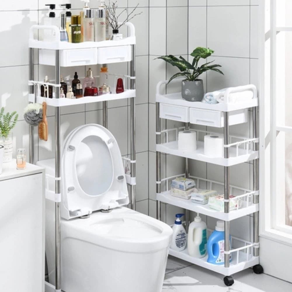Prateleira Carrinho Multiuso 4 Andares com Gavetas Salão de Beleza Sala Cozinha Muito Espaçosas