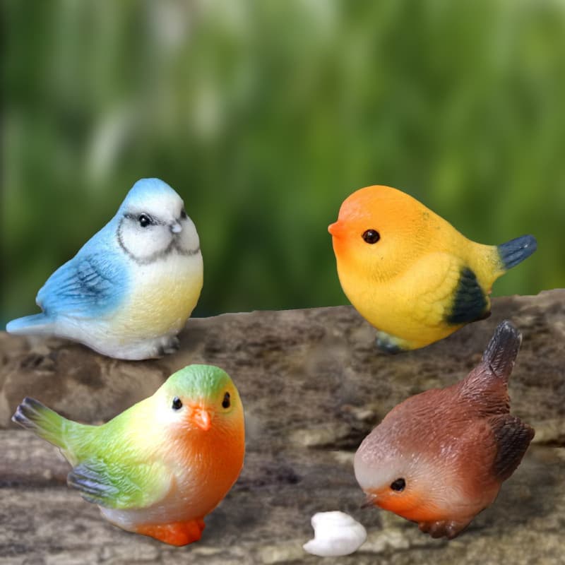 Simulação Pássaro Resina Artesanato Musgo Vaso Paisagismo Pequenos Ornamentos Mini Papagaio Modelo Figuras Em Miniatura