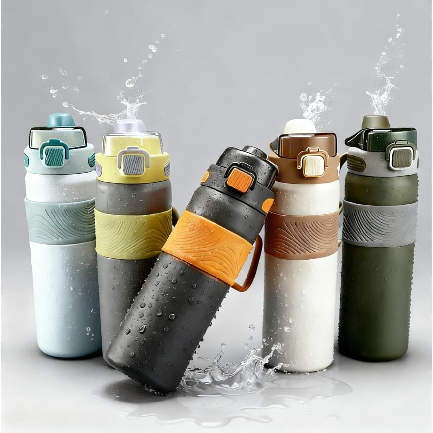 Garrafa Térmica Aço Inox 600ml- Boca dupla Mantém Quente e Frio Tampa com Vedação e Alça com Canudo Academia