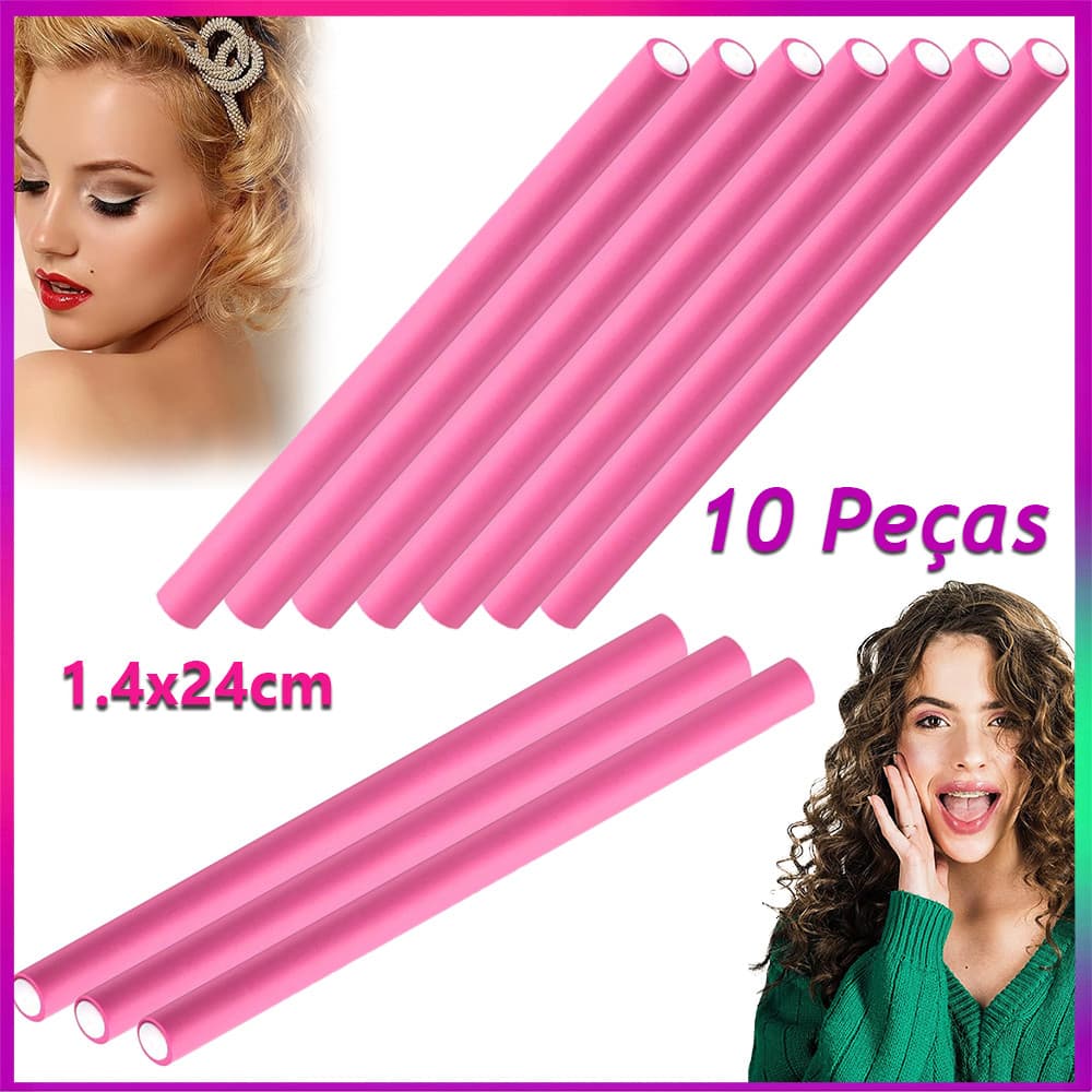 rosa Barra De Ondulação Permanente 10 Peças Esponja Modelador De Cabelo Pérola Algodão 1.4x24cm