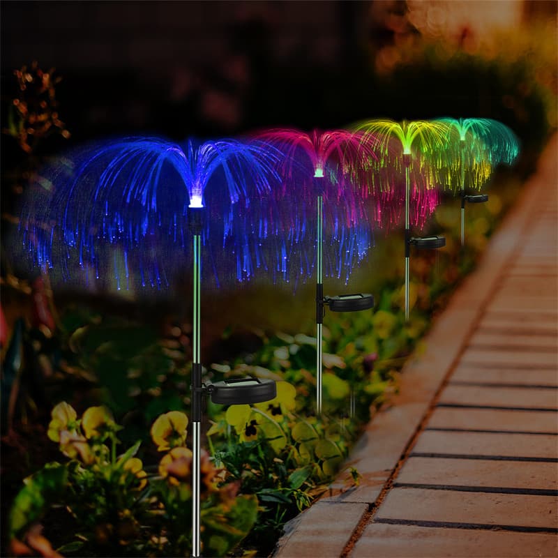 Kit 2 Luminárias led Solares Água-Viva – Iluminação Colorida para Caminho de Jardim 7 Cores
