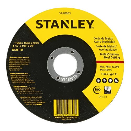 Disco De Corte Aço Inox Fino 4 1/2 Stanley 8061 Ferro Cor Amarelo